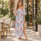 👗Women's Off-Shoulder Ruffled Side-Slit Maxi Dress with Pockets