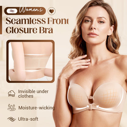 🥳LUCKMEEY Womens Strapless Front Closure Bra Push Up Lift Bra Padded Add Cup💞