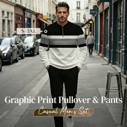 🖤Black Friday Sale:50% OFF🖤🔥80K+ SOLD!🧵 Men's Graphic Print Pullover & Pants Set – Bold streetwear style. Ultimate comfort for lounging or errands👖