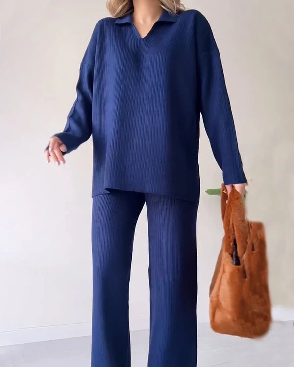 🔥Hot Sale 39% OFF🎁V-Neck Casual Slit Knitted Two-Piece Set