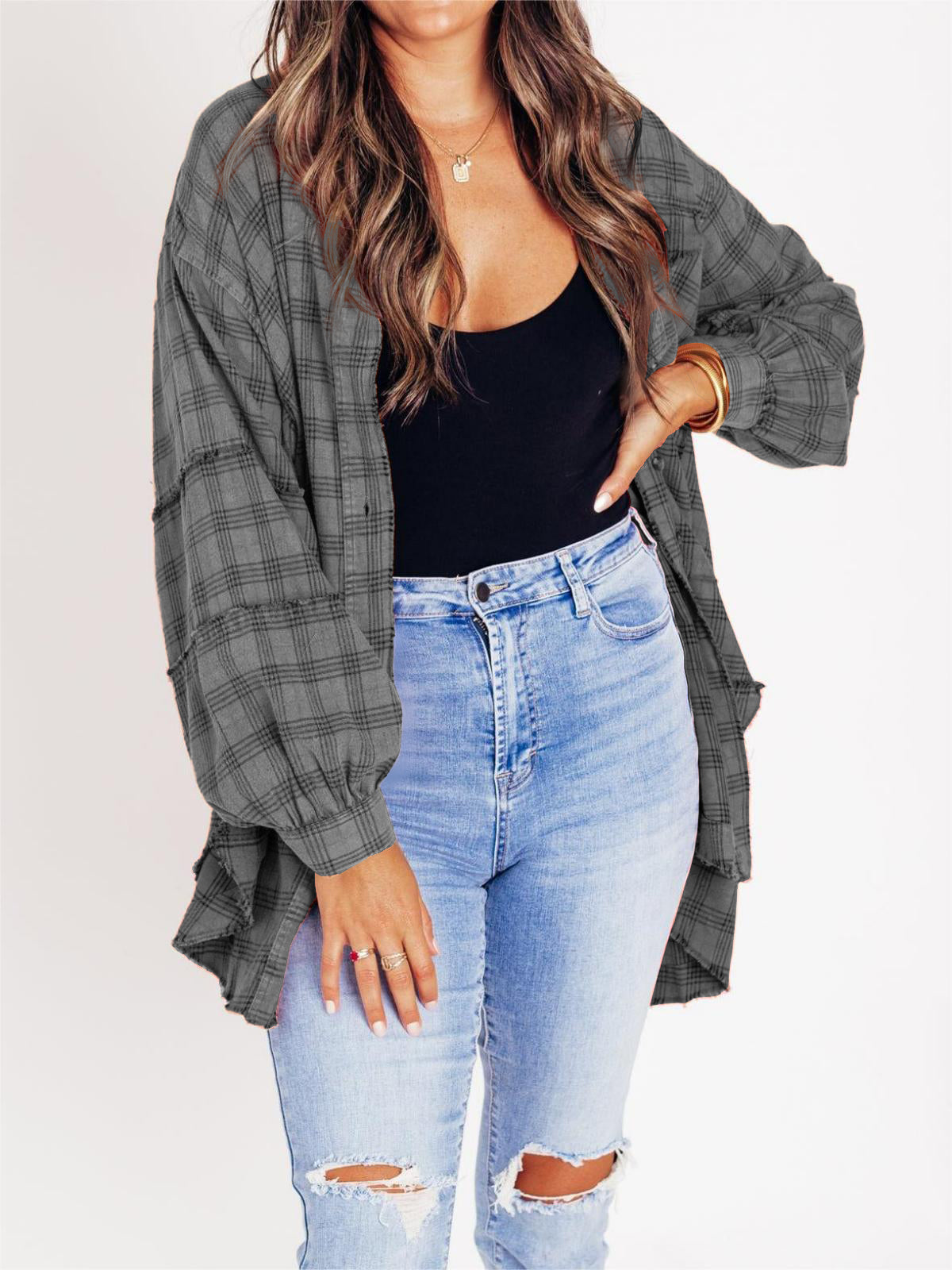 🔥Hot Sale 68% OFF🔥🏆Women's Mineral Washed Button Down Plaid Shirt