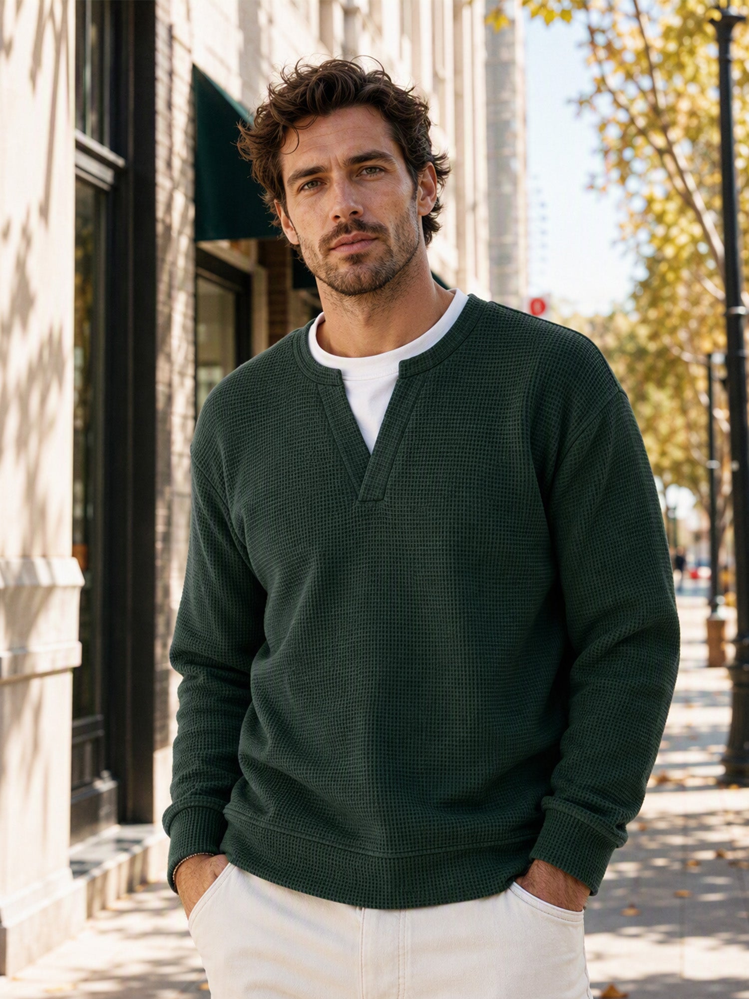 ✨💖Black Friday Mega Deal – 50% off!💖Men's Layered-Look Waffle T-Shirt | Comfortable everyday style with elegant texture 👚