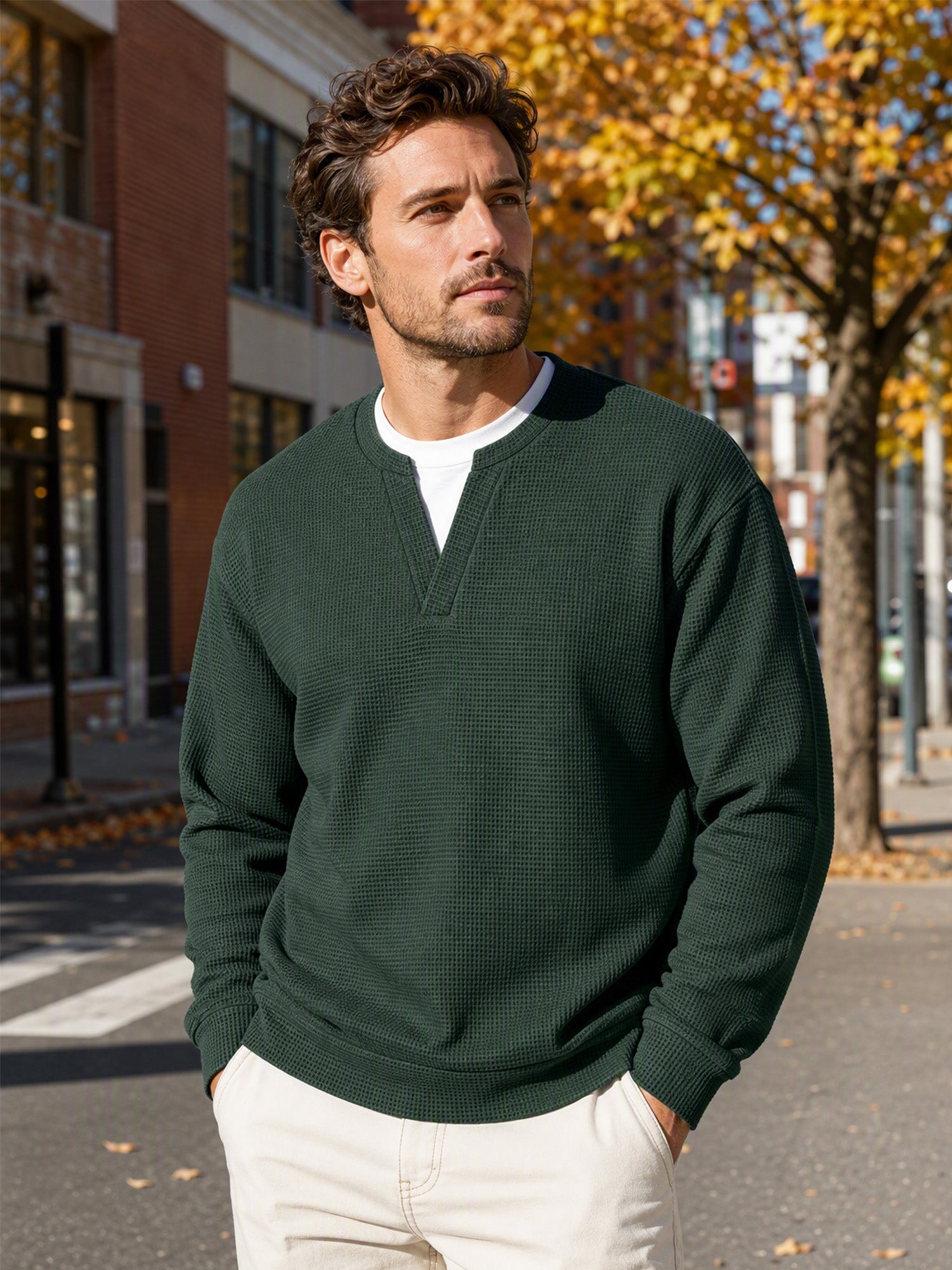 ✨💖Black Friday Mega Deal – 50% off!💖Men's Layered-Look Waffle T-Shirt | Comfortable everyday style with elegant texture 👚