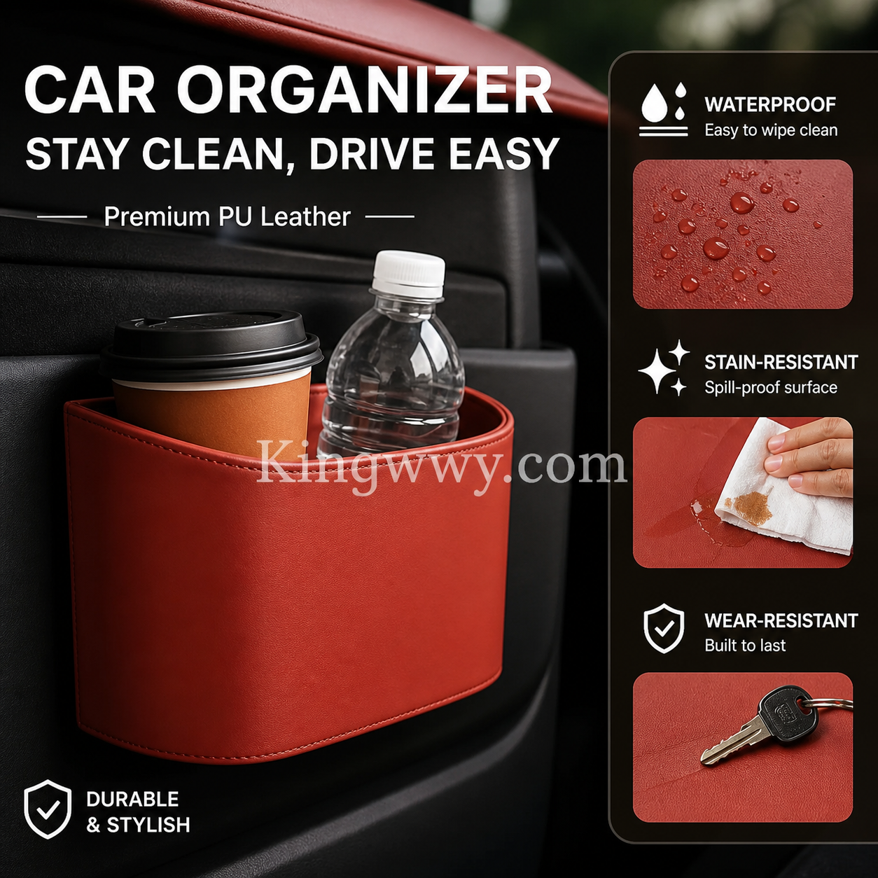 🥳2026 HOT SALE🥳💞50K+ SOLD!🚗🧺 50% OFF! Leather Car Door Cup Holder – Wide‑mouth opening, easy reach for drinks & phone. Clip‑on secure fit. PU leather, tough & stylish. 🛡️✨