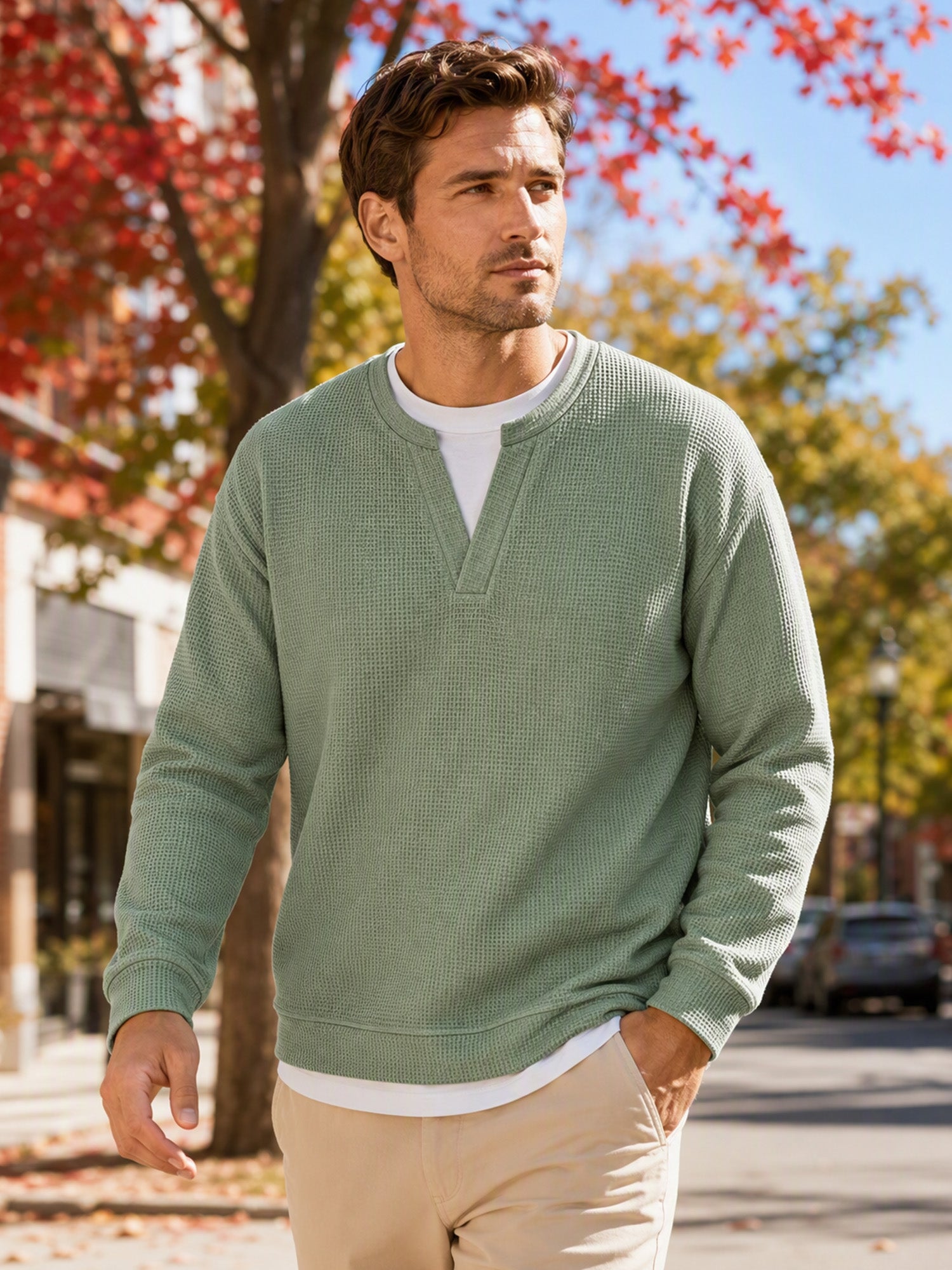 ✨💖Black Friday Mega Deal – 50% off!💖Men's Layered-Look Waffle T-Shirt | Comfortable everyday style with elegant texture 👚
