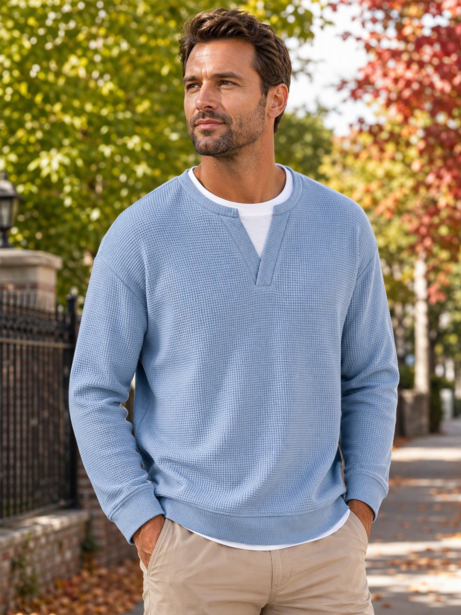 ✨💖Black Friday Mega Deal – 50% off!💖Men's Layered-Look Waffle T-Shirt | Comfortable everyday style with elegant texture 👚