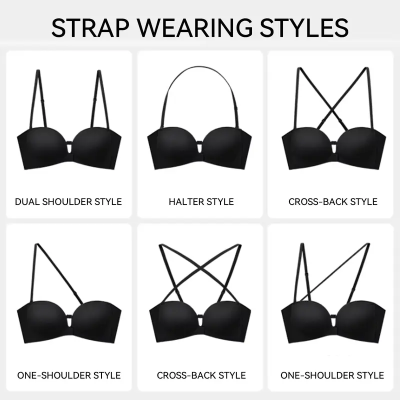 🥳LUCKMEEY Womens Strapless Front Closure Bra Push Up Lift Bra Padded Add Cup💞