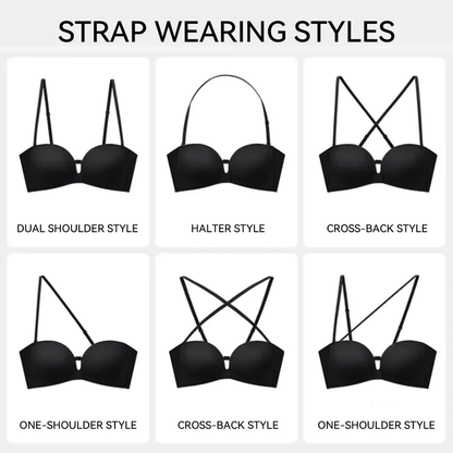 🥳LUCKMEEY Womens Strapless Front Closure Bra Push Up Lift Bra Padded Add Cup💞