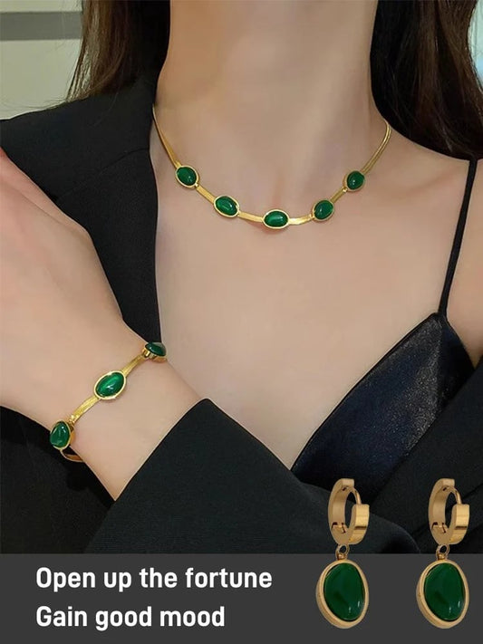 💖HOT SALE 50% OFF💖✨Ultimate Elegance--Jade bracelet, earrings and necklace set