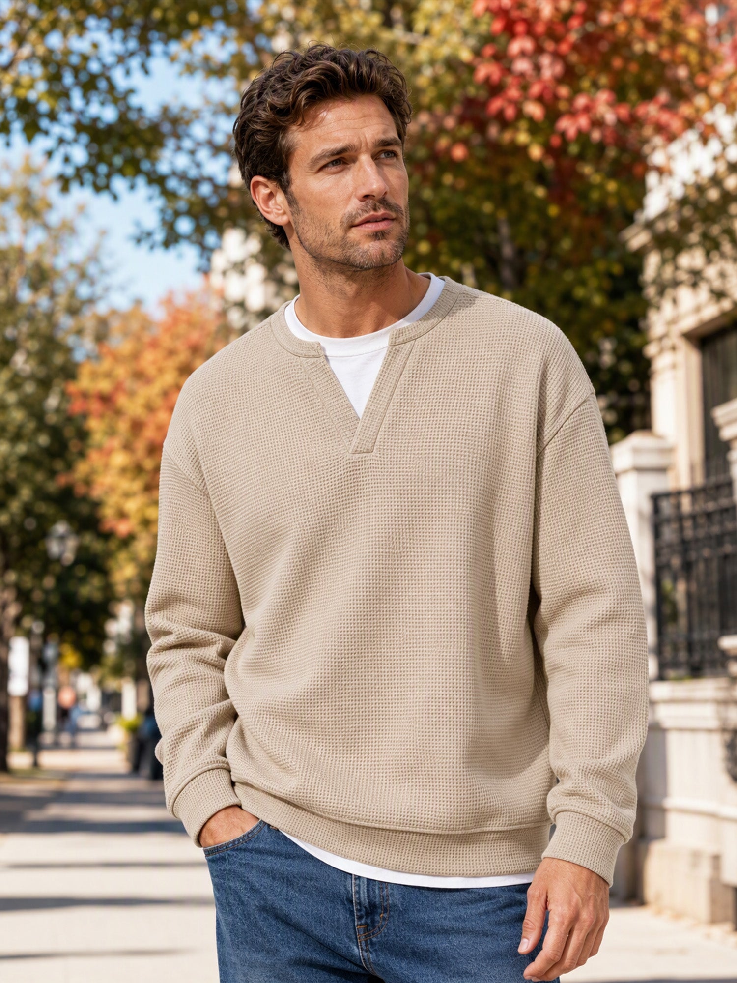 ✨💖Black Friday Mega Deal – 50% off!💖Men's Layered-Look Waffle T-Shirt | Comfortable everyday style with elegant texture 👚