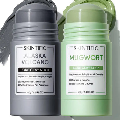 ✨Dual Clay Mask Stick Set — Mugwort Clarifying / Volcanic Mud Detoxifying / Brightening & Even-Toning