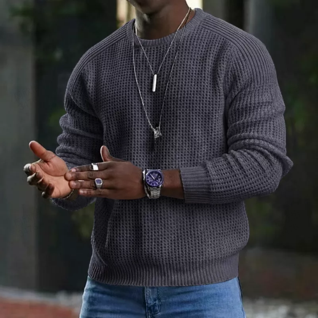 ✨ Timeless Comfort | Men's Soft Crew-Neck Sweater with Ribbed Hem