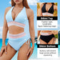 😍👙High Waisted Tummy Control Color Block Bikini Sets