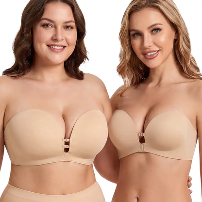 🥳LUCKMEEY Womens Strapless Front Closure Bra Push Up Lift Bra Padded Add Cup💞
