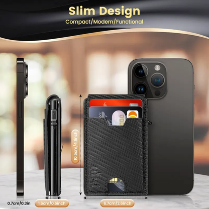 ✨AirTag Wallet for Men - with Pop Up Aluminum Case Money Clip Slim Leather Slots Credit Card Holder RFID Blocking Bifold Minimalist Wallet