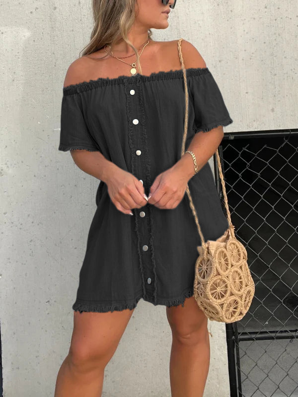 🔥HOT SALE💝Short Sleeve Casual Denim Dress（57% OFF）