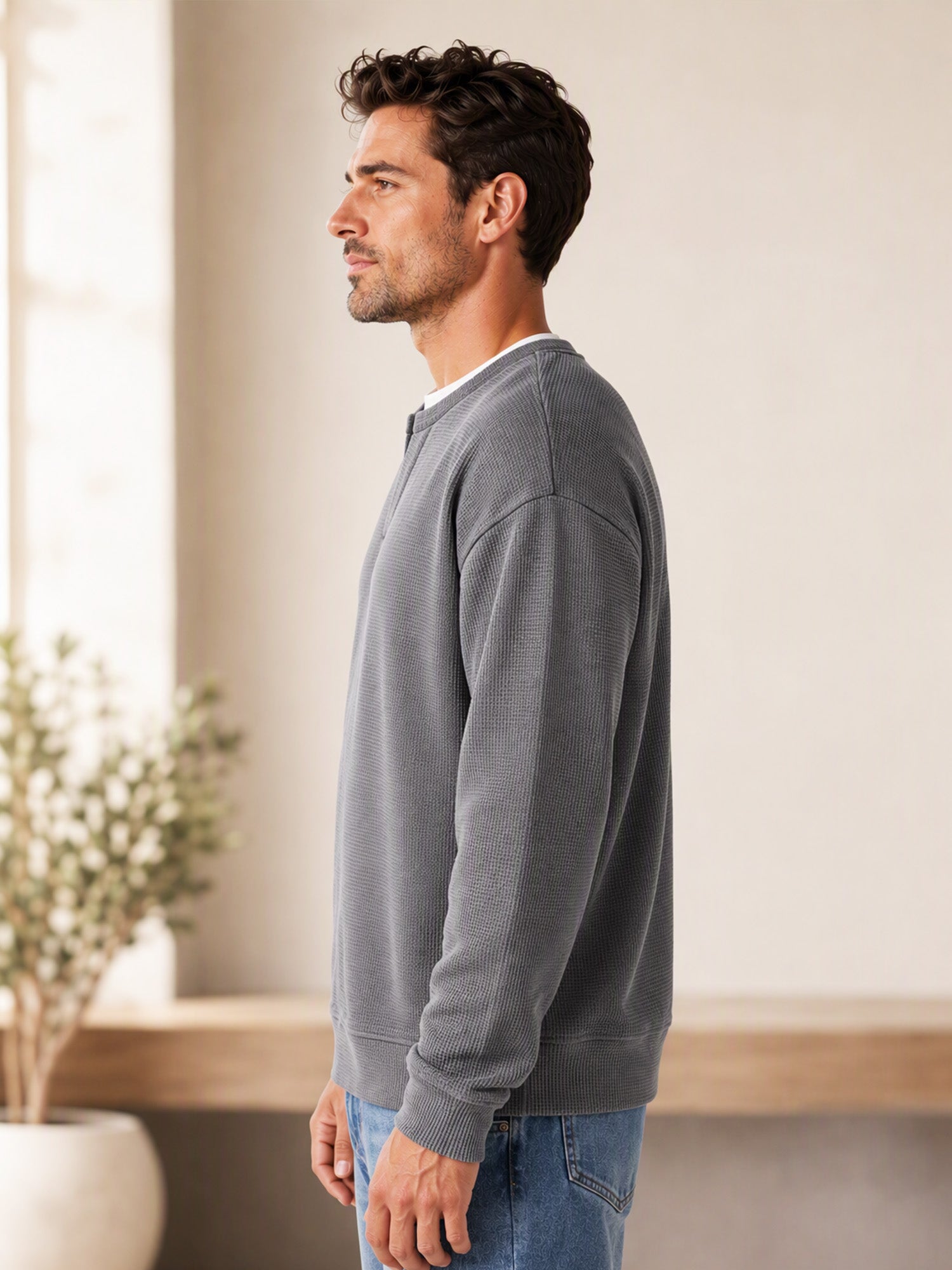 ✨💖Black Friday Mega Deal – 50% off!💖Men's Layered-Look Waffle T-Shirt | Comfortable everyday style with elegant texture 👚