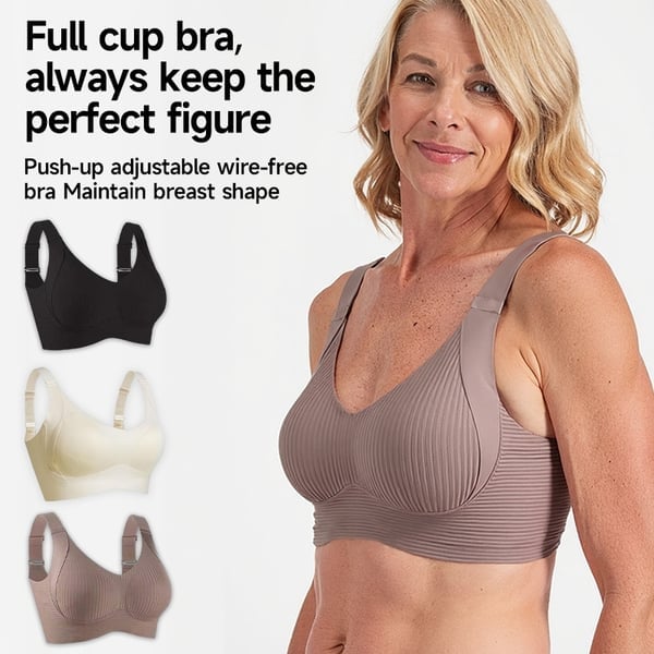 ⏰Last Day Sale 50% OFF 🎁Subtle Striped Seamless Bra W-Support Wireless Comfort Bra