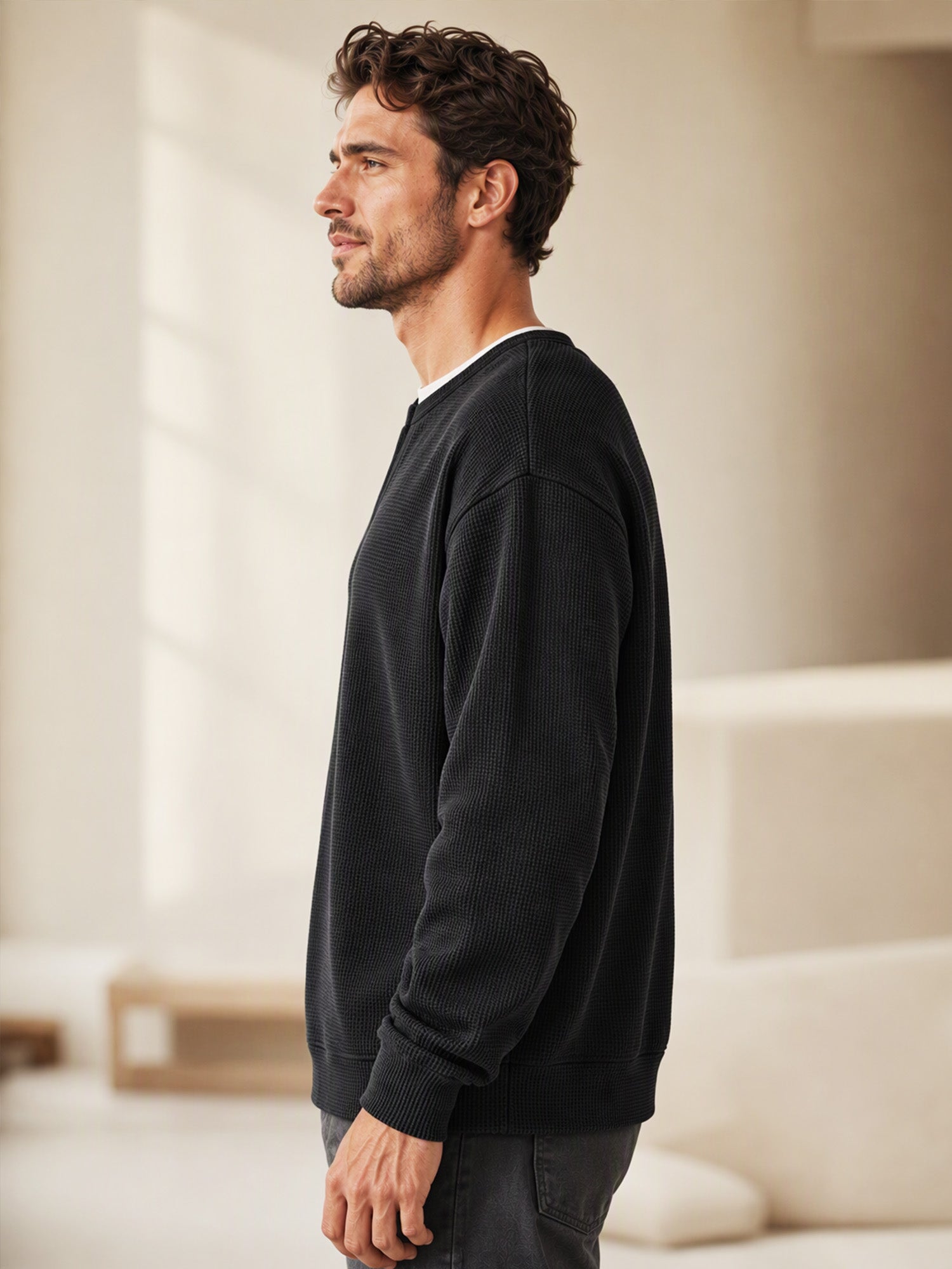 ✨💖Black Friday Mega Deal – 50% off!💖Men's Layered-Look Waffle T-Shirt | Comfortable everyday style with elegant texture 👚