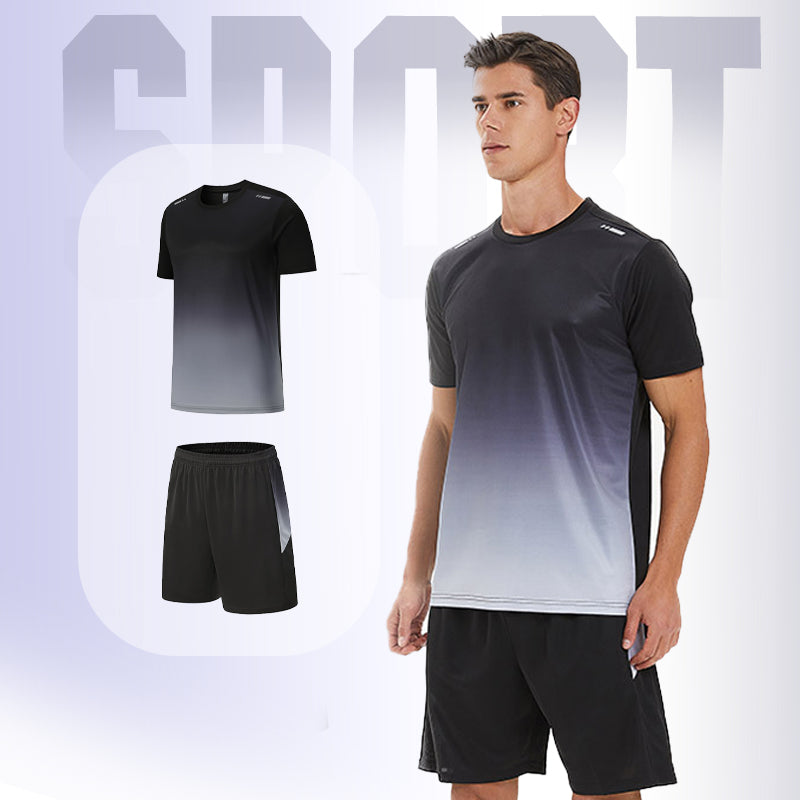 ☀️💦Tuta sportiva da uomo con t-shirt e pantaloncini traspiranti, ad asciugatura rapida e vestibilità ampia