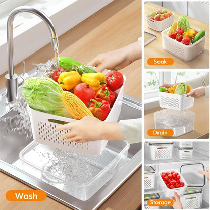 🍓 50% OFF NOW! ✨ 3-PC Fruit Container Set – Removable Colander, Leak-Proof & Stackable 🧊