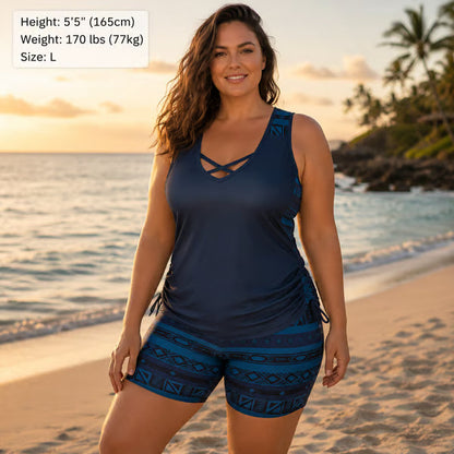 LAST DAY 60% OFF - Miraclesuit Women's Tummy Control Tankini Set with Built-In Bra – Flattering Boho Swimwear with Shorts
