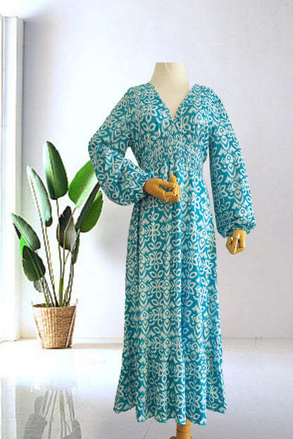 🔥SUMMER SALE 53% OFF 👗New Floral Print V Neck-Long Dress