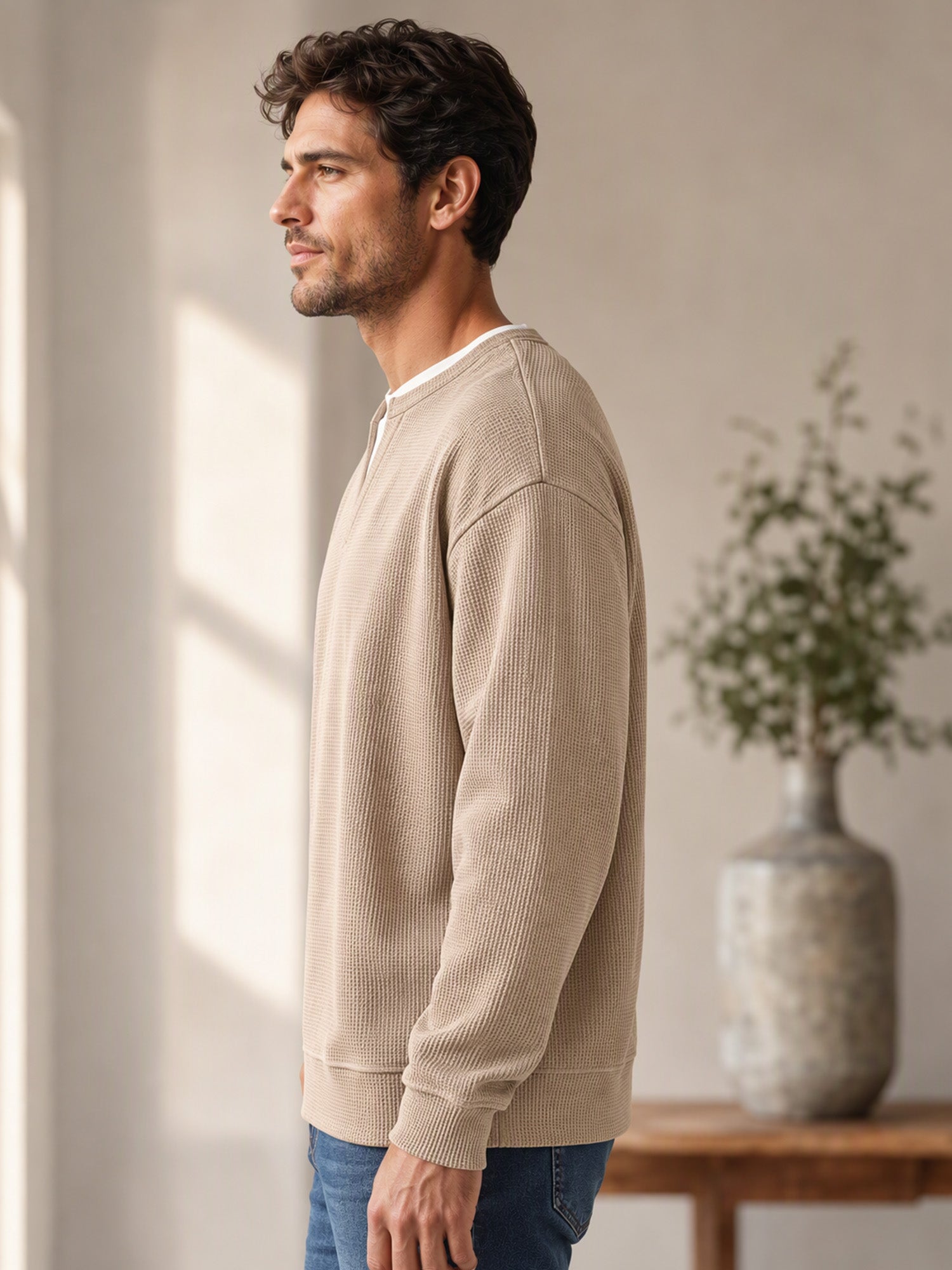 ✨💖Black Friday Mega Deal – 50% off!💖Men's Layered-Look Waffle T-Shirt | Comfortable everyday style with elegant texture 👚