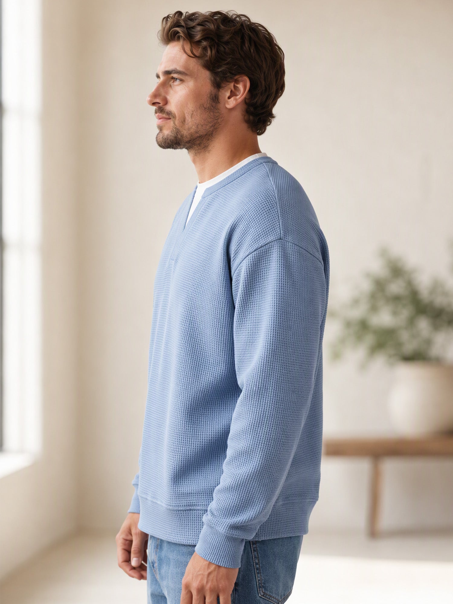 ✨💖Black Friday Mega Deal – 50% off!💖Men's Layered-Look Waffle T-Shirt | Comfortable everyday style with elegant texture 👚