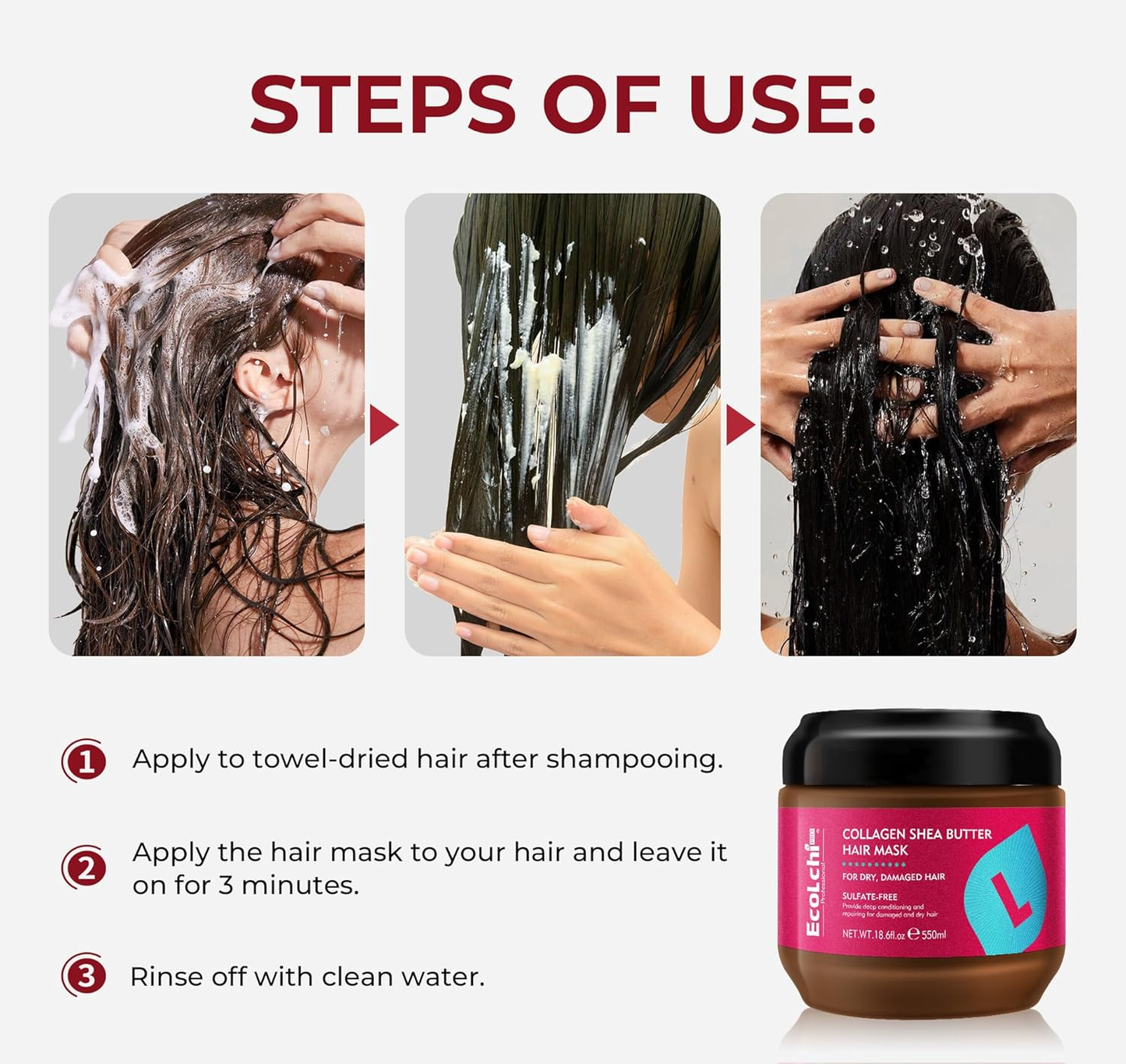 ✨ Collagen Shea Butter Hair Mask – Deep Repair Treatment for Dry, Damaged & Frizzy Hair, Suitable for All Hair Types
