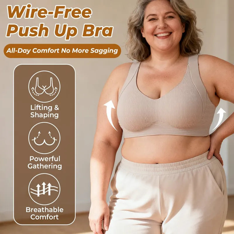 ⏰Last Day Sale 50% OFF 🎁Subtle Striped Seamless Bra W-Support Wireless Comfort Bra