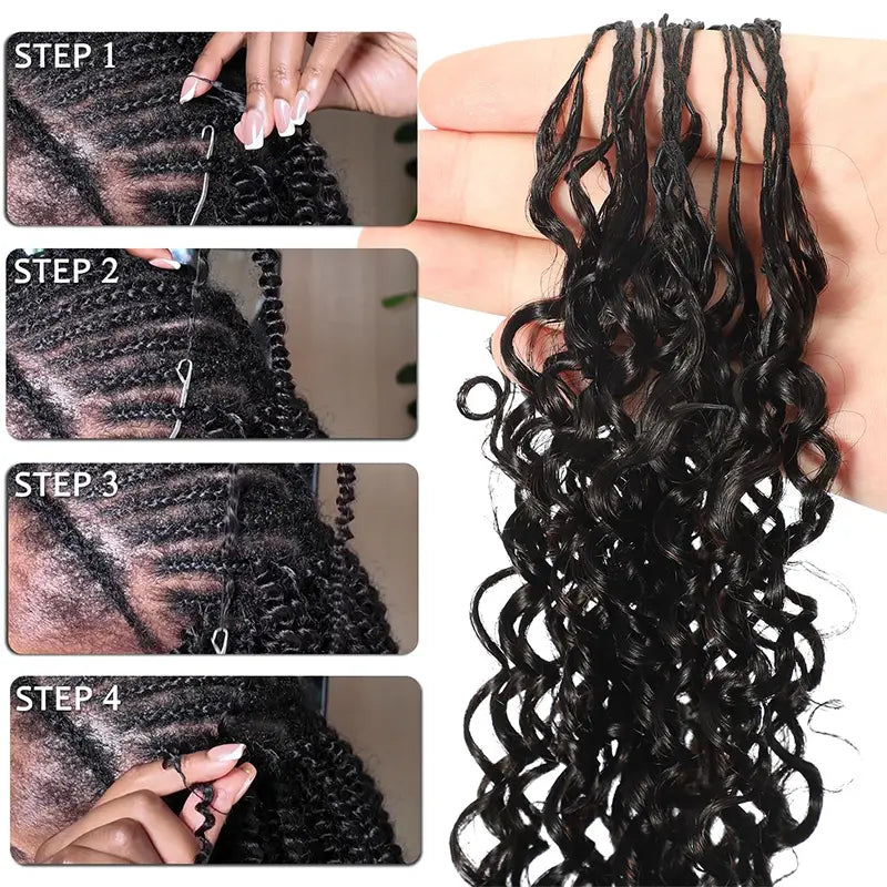 ISEE Hair Boho Braids – Knotless Crochet, 4-5 Packs Full Head