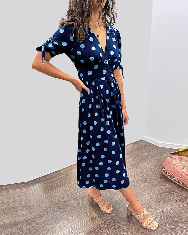 🌷Limited Time 53% OFF💞💃Deep V-neck polka-dot dress