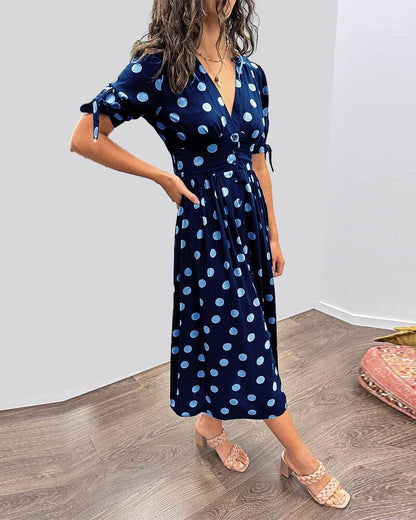 🌷Limited Time 53% OFF💞💃Deep V-neck polka-dot dress