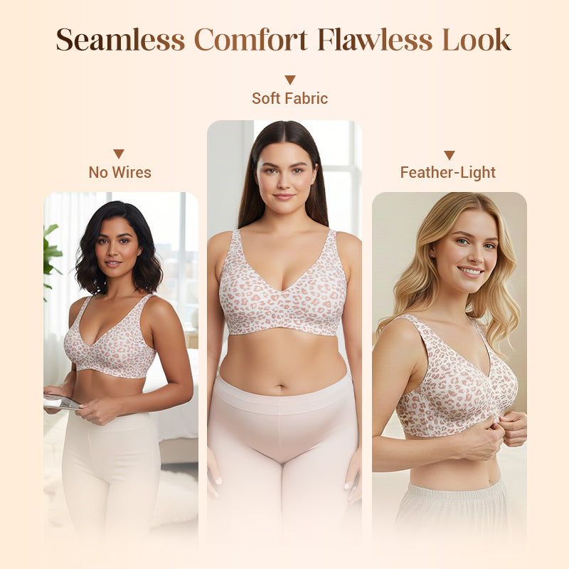 🌷Jelly Wireless Womens Comfortable Wireless Bras Push Up Bralettes Seamless Tshirts Bras Deep V Everyday Bras