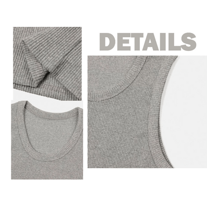 💪👕Men's  Wide Strap Ribbed Tank Top