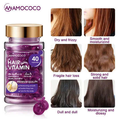 🔥 Hair Vitamin Serum Capsules - with Moroccan Oil, Keratin & Vitamins for Smooth, Frizz-Free Hair | Premium Hair Care