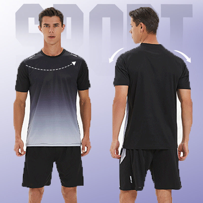 ☀️💦Tuta sportiva da uomo con t-shirt e pantaloncini traspiranti, ad asciugatura rapida e vestibilità ampia