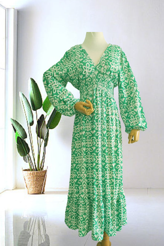 🔥SUMMER SALE 53% OFF 👗New Floral Print V Neck-Long Dress