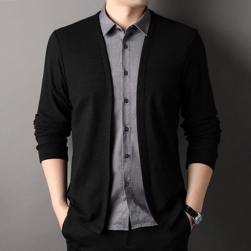 🔥Men's fake two-piece shirt collar knitted cardigan! 👔