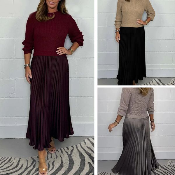 💝Women’s Stylish and Elegant Round-neck Pleated Dress