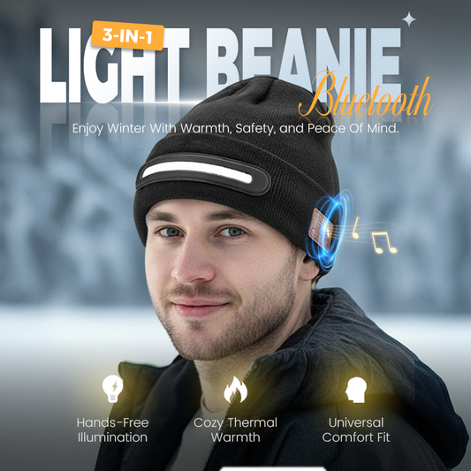 Rechargeable Bluetooth Beanie Hat with Light