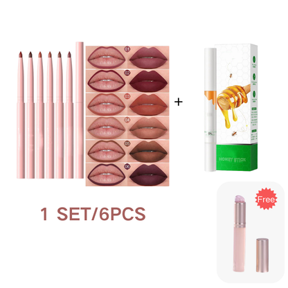 Hot Sale Deals- 12-Color Matte Lipstick & Lip Liner Set (Wood-Cased)