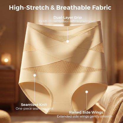 Last Day-Buy 1 Get 3 PacksPlus-Size High-Waist Cross Tummy Control Panties