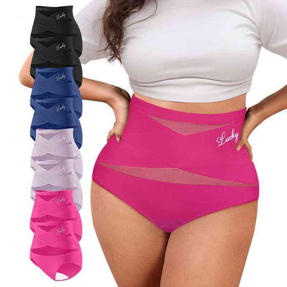 Last Day-Buy 1 Get 3 PacksPlus-Size High-Waist Cross Tummy Control Panties