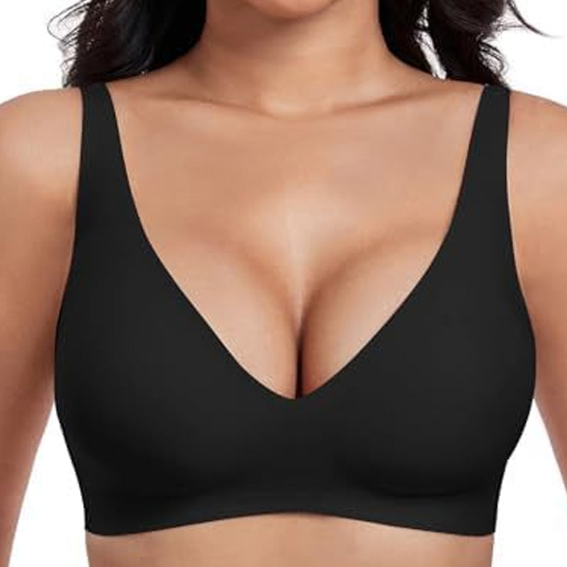 🌷Jelly Wireless Womens Comfortable Wireless Bras Push Up Bralettes Seamless Tshirts Bras Deep V Everyday Bras