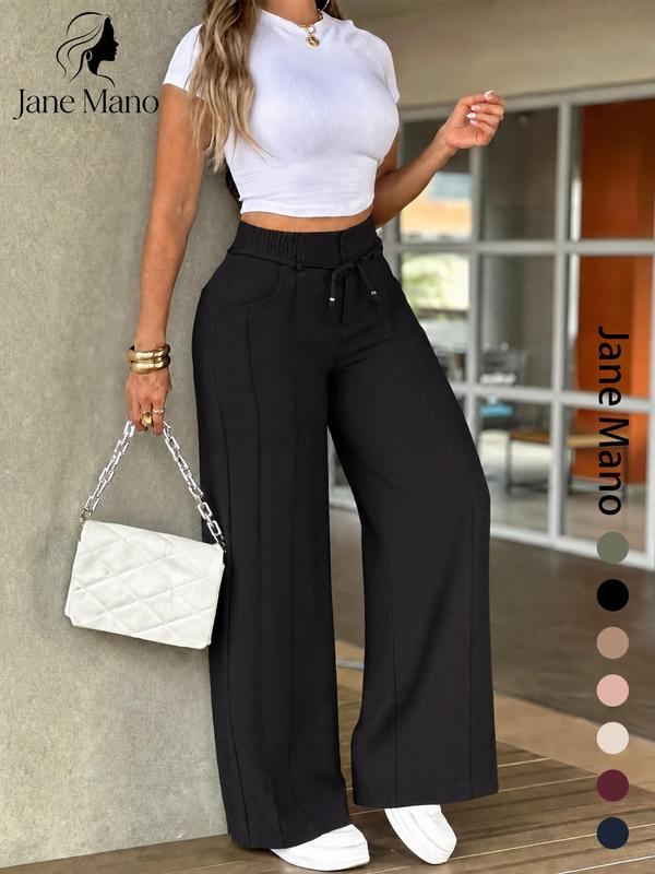 ✨ Easy Everyday Comfort | Women's High-Waisted Straight-Leg Pants with Elastic Back