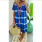 👗 50 % RABATT NÅ! 🌈 Tie-Dye Stripete Kortermet T-skjortekjole – Myk &  flagrende – Perfekt for sommer, strand eller uformelle dager – komfortabel og stilig 🌊✨