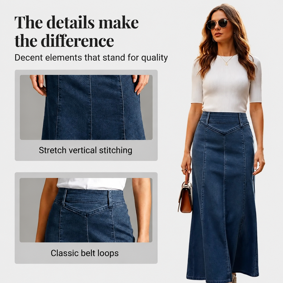 🎉 2026 Sale — Over 28,200 Sold!💙Women's High‑Waist A‑Line Denim Maxi Skirt – Flattering 👗