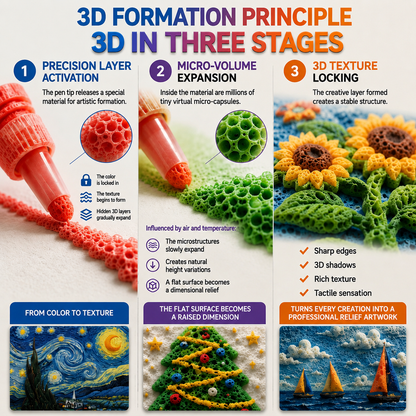 🏆 Christmas Sale 🎁3D Relief Art Pen — Transform Simple Drawings into Tactile 3D Creations ✨